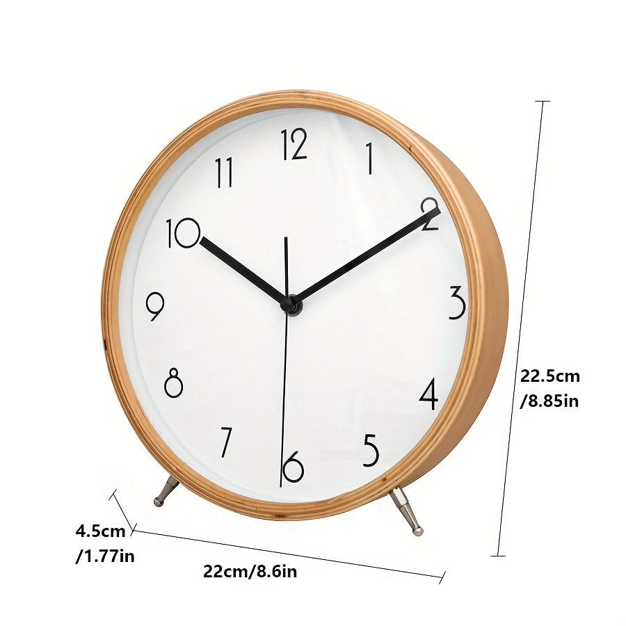 A European-Style Wooden Silent Alarm Clock, a Minimalist Decorative Pointer Table Clock for The Living Room, a Creative Art Solid Wood Timepiece, Perfect As a Gift for Christmas, Valentine'S Day, And New Year Celebrations