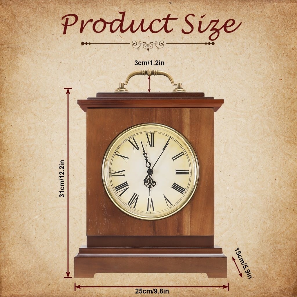1pc Wooden Alarm Clock with Silent Sweep Movement & Retro Roman Numeral | Retro and Gorgeous Square Hidden Storage Table Clock with Arched Decoration - Hidden Money & Valuables Safe Box, Ideal for Living Room, Bedroom, Office