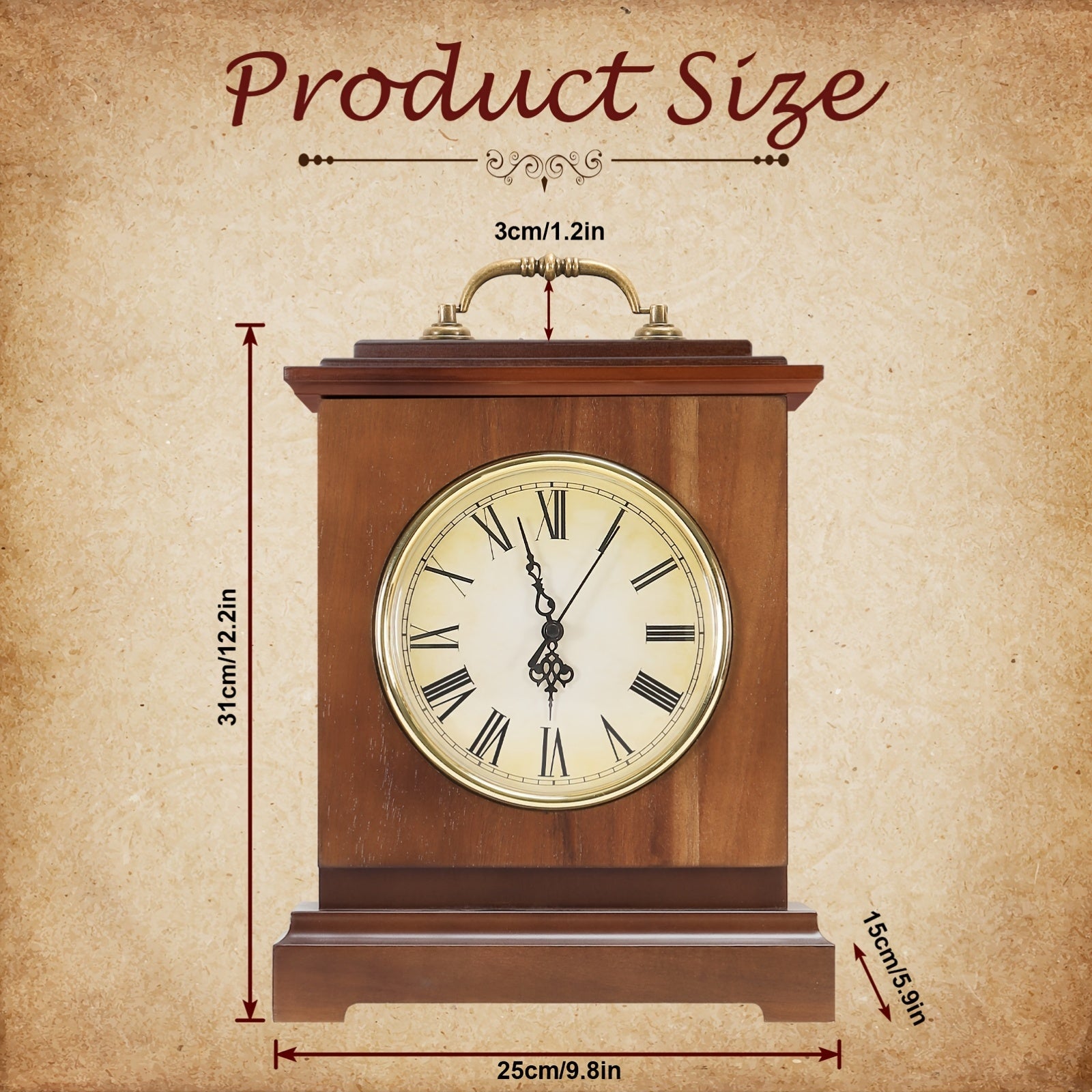 1pc Wooden Alarm Clock with Silent Sweep Movement & Retro Roman Numeral | Retro and Gorgeous Square Hidden Storage Table Clock with Arched Decoration - Hidden Money & Valuables Safe Box, Ideal for Living Room, Bedroom, Office