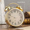 5.9-Inch Vintage Metal Retro Luxury Alarm Clock with Silent Running Time, Mechanical Double Bell Design & Night Light - Silent Alarm, Large Easy-to-Read Face, Round Arched Frame - For Bedroom, Living Room, Office, Dorm - Compatible With Aa Batteries