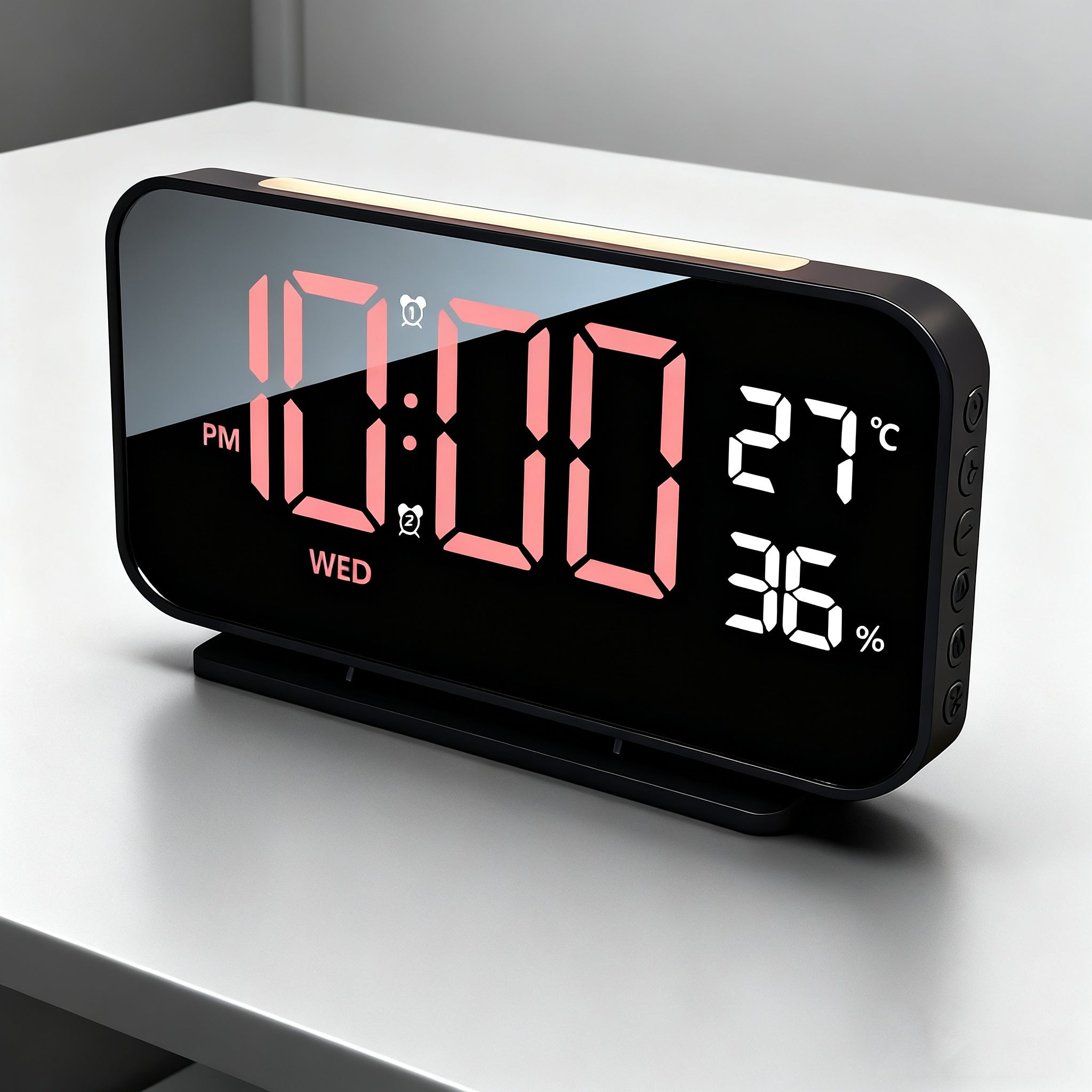 LED Clock Displaying Time, Temperature, and Humidity | Dual Alarms, Three-Level Brightness, USB Powered, Suitable for Indoor and Outdoor Use
